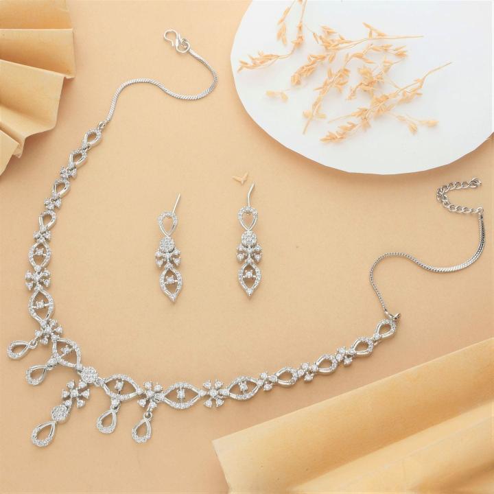 Anti tranish american diamond necklace set 906 Cheap artificial jewellery in Surat